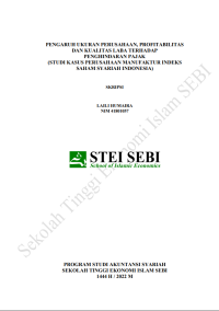 Pengaruh Ukuran Perusahaan, Profitabilitas dan Kualitas Laba terhadap Penghindaran Pajak (Studi Kasus Perusahaan Manufaktur yang Terdaftar Pada Indeks Saham Syariah Indonesia)