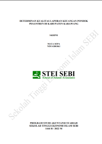 Determinan Kualitas Laporan Keuangan Pondok Pesantren di Kabupaten Karawang