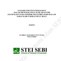 Analisis Strategi Pemasaran dalam Meningkatkan Jumlah Santri (Studi Kasus pada Pondok Pesantren Darussalam Saran Kabun Rokan Hulu Riau)