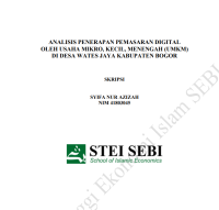 Analisis Penerapan Pemasaran Digital Oleh Usaha Mikro, Kecil, dan Menengah (UMKM) di Desa Wates Jaya Kabupaten Bogor