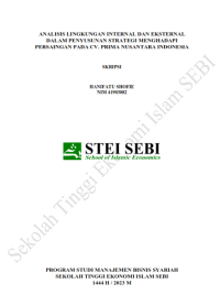 Analisis Lingkungan Internal dan Eksternal dalam Penyusunan Strategi Menghadapi Persaingan pada CV. Prima Nusantara Indonesia