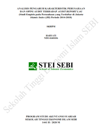 Analisis Pengaruh Karakteristik Perusahaan dan Opini Audit Terhadap Audit Report Lag (Studi Empiris pada Perusahaan yang Terdaftar di Jakarta Islamic Index (JII) Periode 2014-2018)